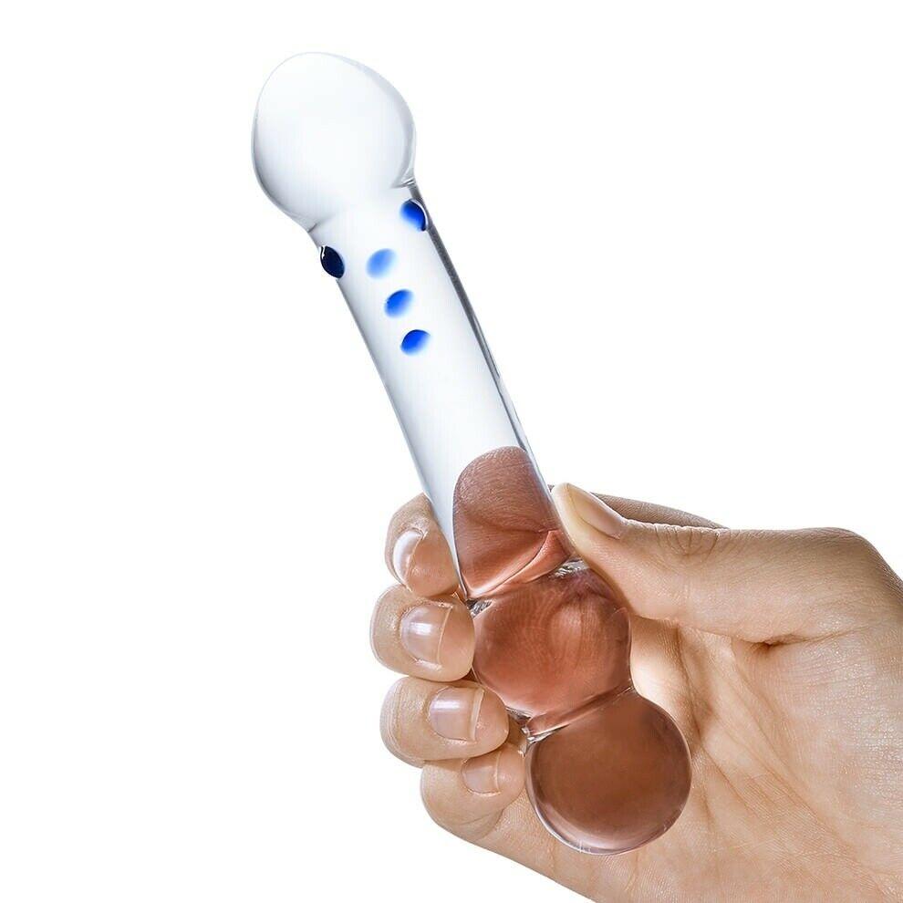 6 Inch Curved G-Spot Nubby Glass Dildo