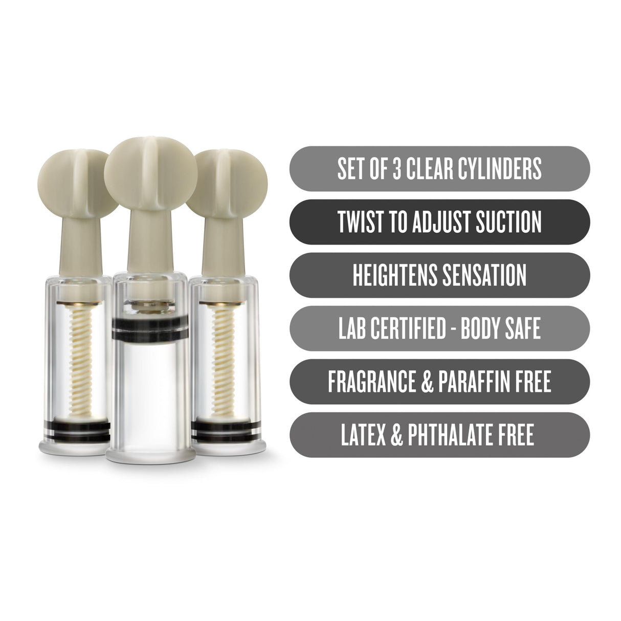 Blush 3-Pack Temptasia Clit and Nipple Twist Suckers