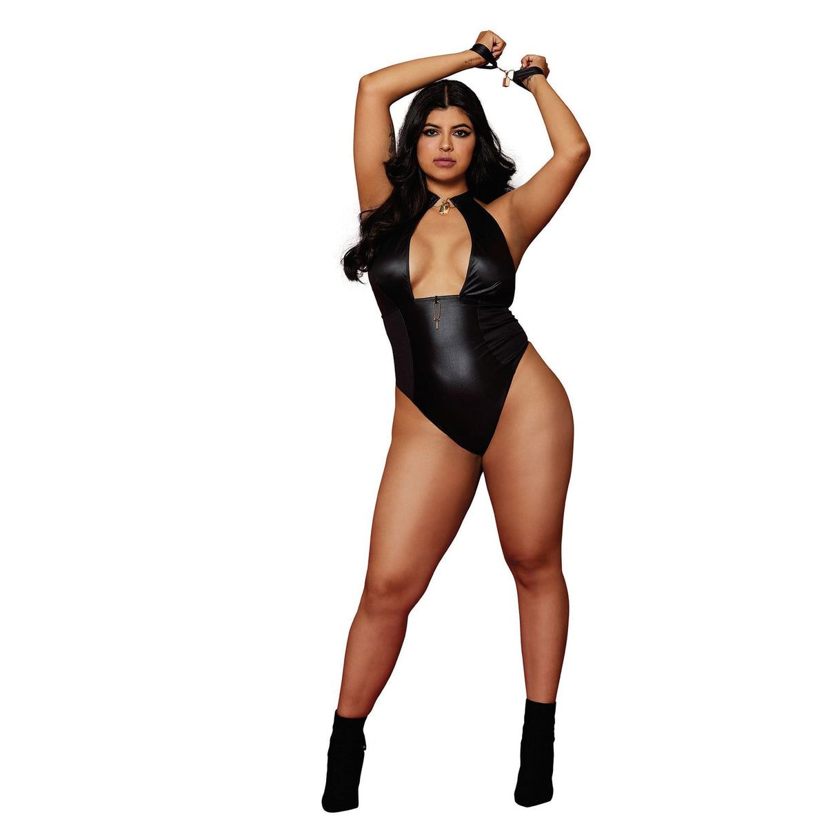 Dreamgirl Fetish Teddy and Restraints - Black