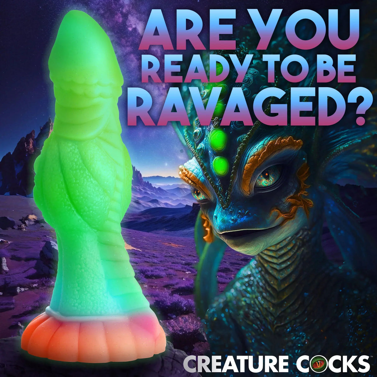 Galactic Cock Alien Creature Glow-in-the-Dark Silicone Dildo