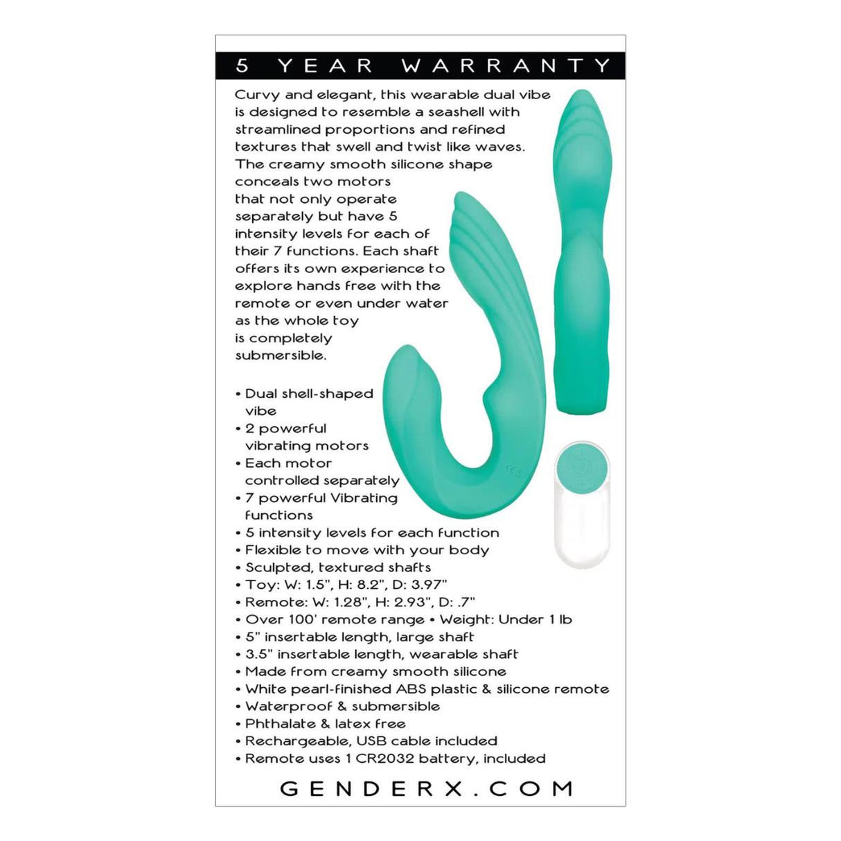Gender X Seashell Rechargeable Strapless Dildo