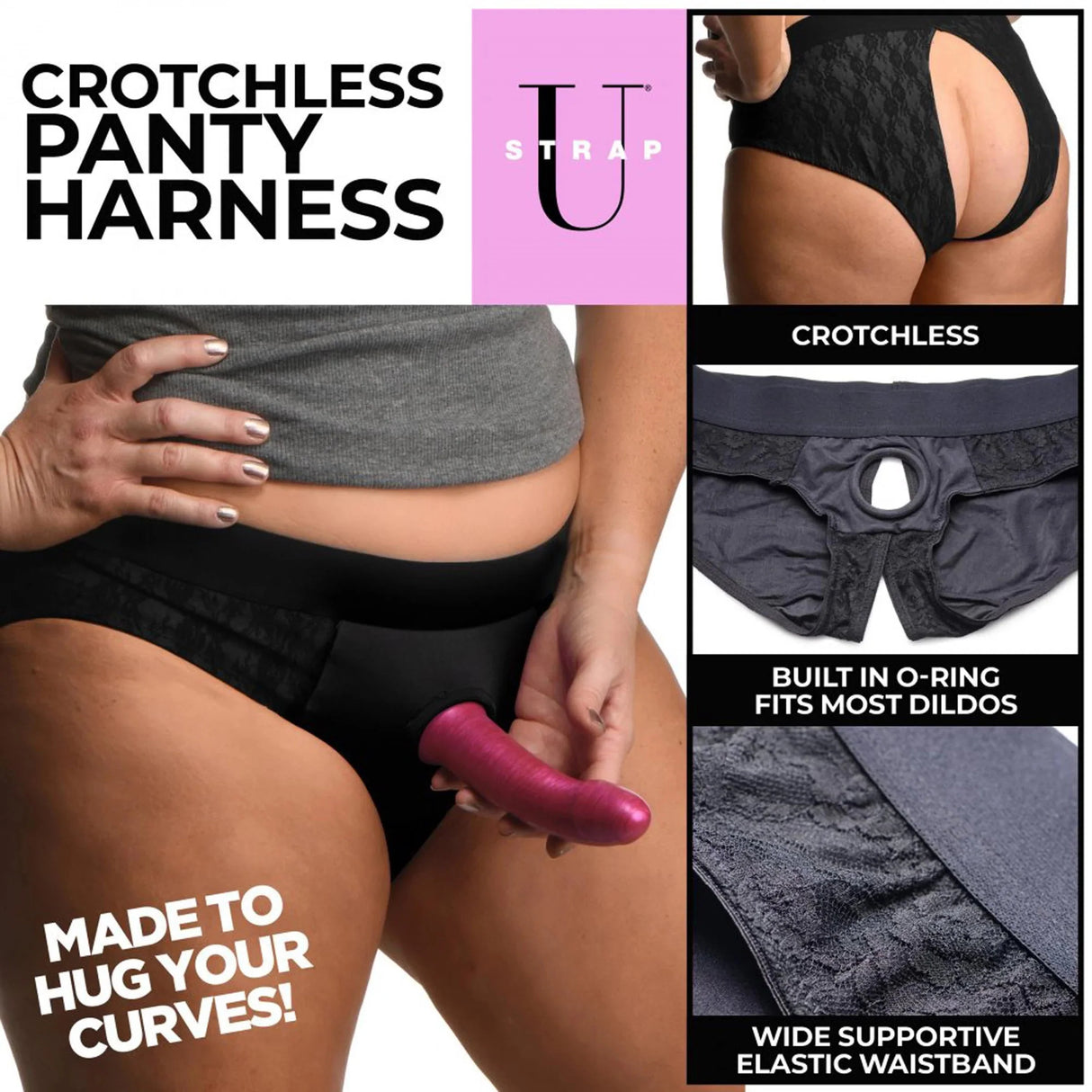 Strap U Lace Envy Crotchless Panty Harness - 2XL