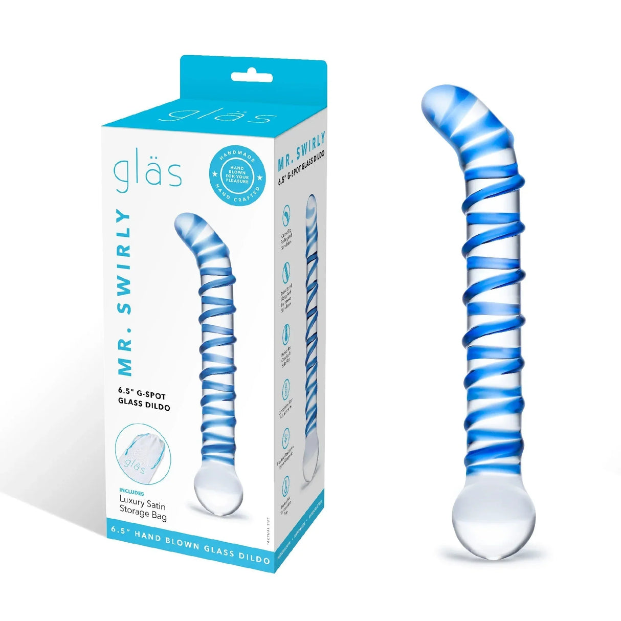 Mr. Swirly 6.5 Inch Glass Curved Dildo
