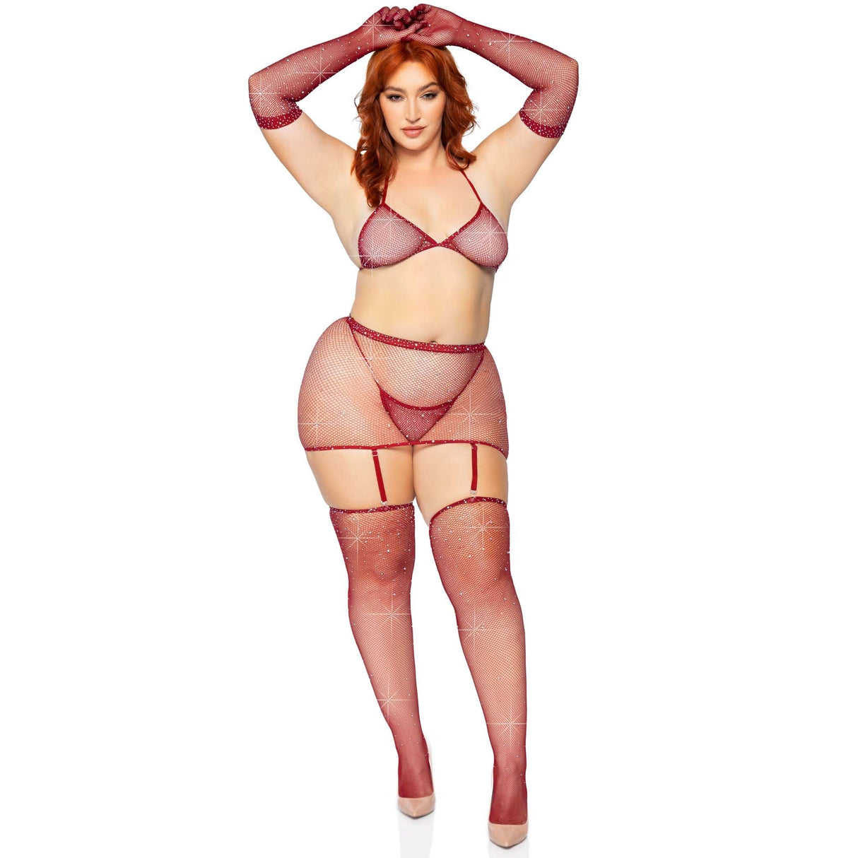 5-Piece Rhinestone Fishnet Set