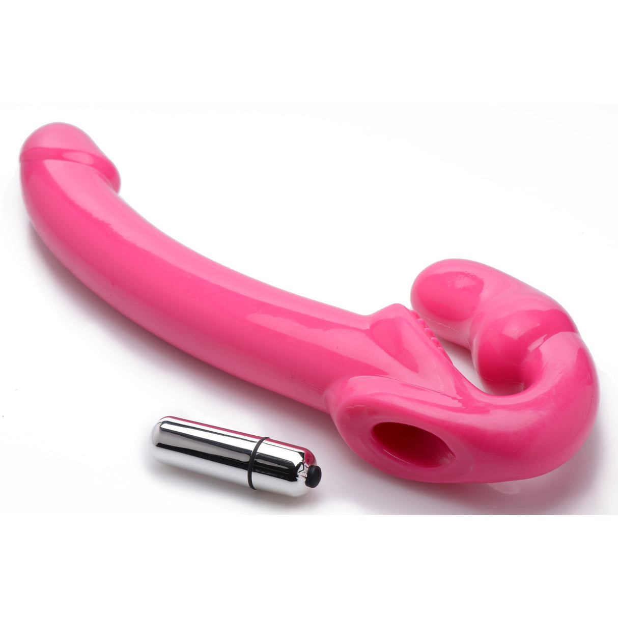 7X Revolver Slim 8 Inch Vibrating Strapless Strap-on - Pink