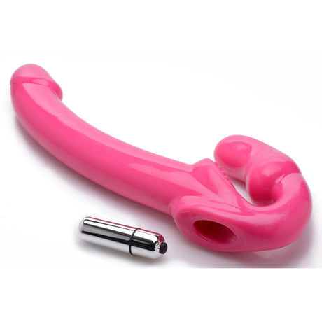 7X Revolver Slim 8 Inch Vibrating Strapless Strap-on - Pink