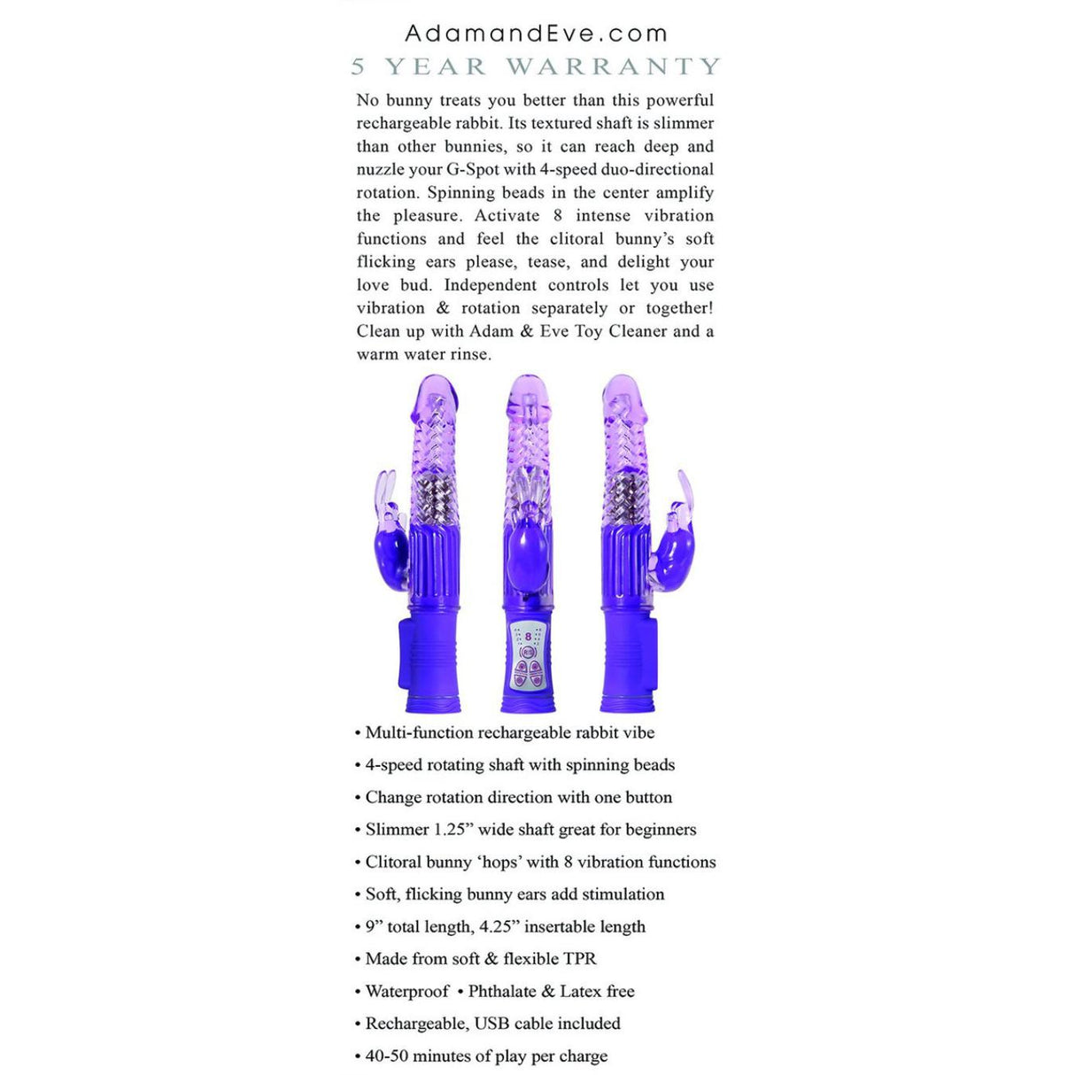 Rechargeable Rabbit Dildo