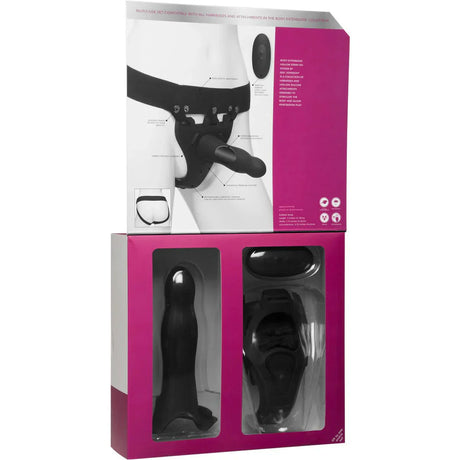 Body Extensions Be Aroused Vibrating 2 Piece Black Hollow Silicone Strap On Set