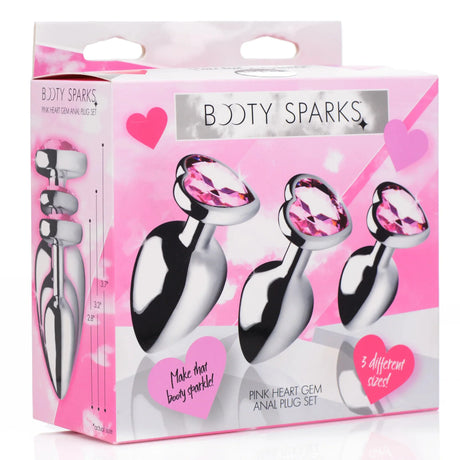 BootySparks Pink Heart Gem Anal Plug Set