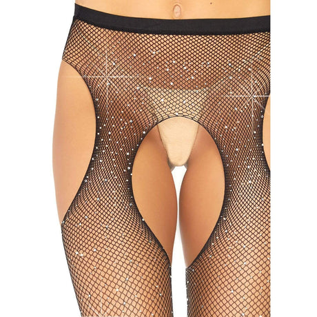 Casey Rhinestone Fishnet Suspender Pantyhose