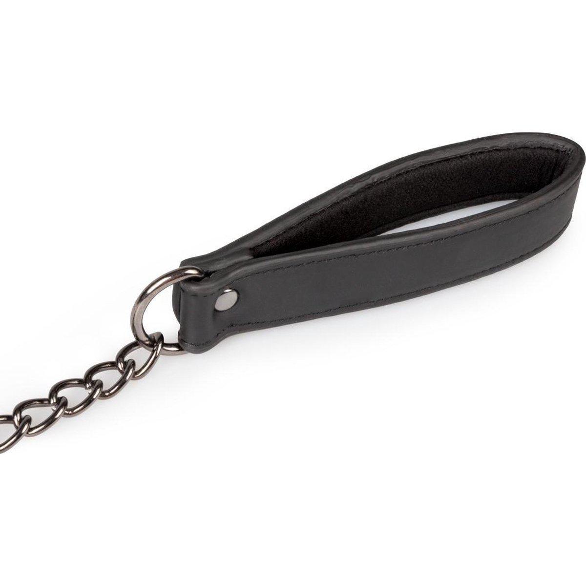 Faux Leather Lead & Nipple Clamps Collar Restraint Set