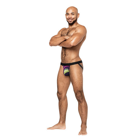 Galactic Sheer Poly Spandex Strappy Ring Jock Multi Color