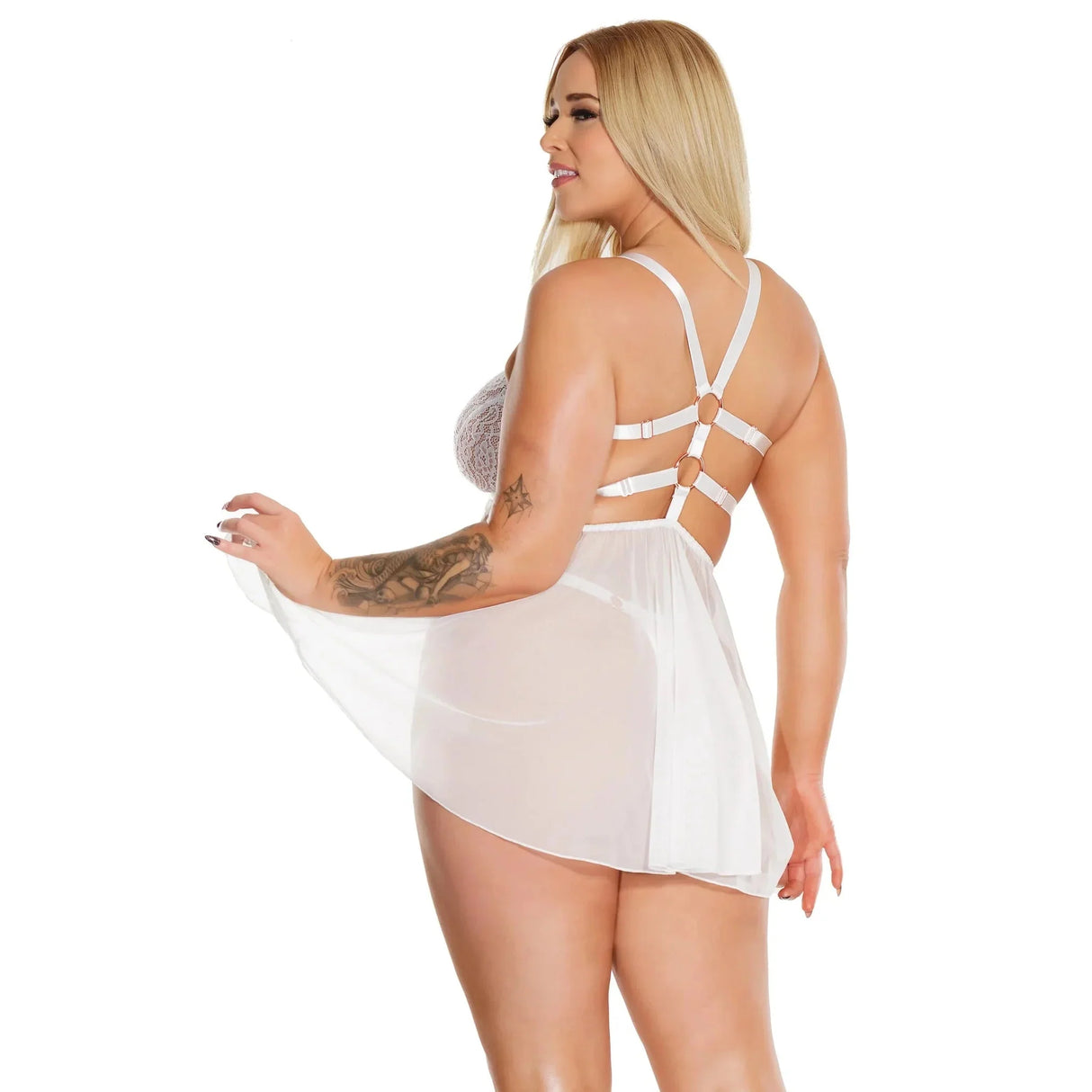 Lace Babydoll with Side Slit & Thong