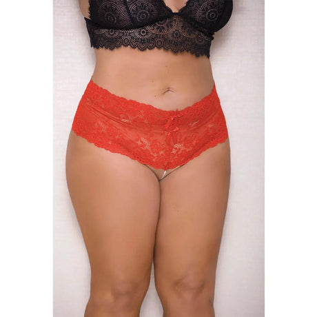Lace & Pearl Boyshort With Satin Bow Accents