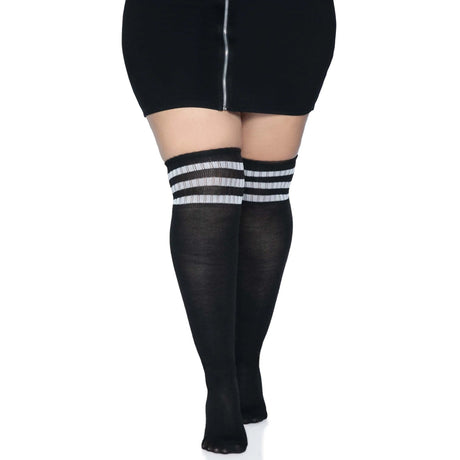 Leg Avenue Over the Knee Athletic Socks - Black/White
