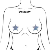 Pastease Two-Pair Small Silver Glitter Star Nipple Pasties
