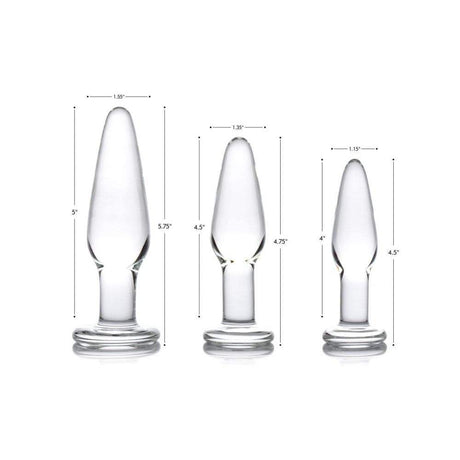 Prisms Erotic Glass Dosha 3pc Butt Plug Set