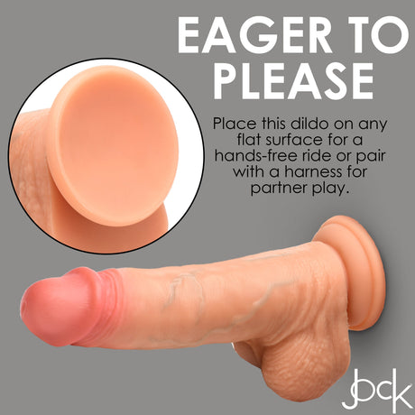 Real Skin 8 Inch Silicone Dildo with Balls