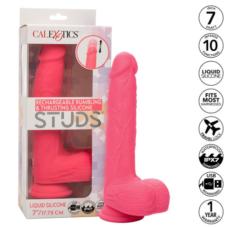 Rechargeable Rumbling & Thrusting Silicone Dildo