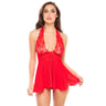 Rene Rofe Lace & Mesh Halter Babydoll