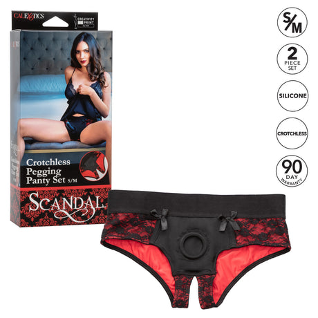 Scandal Crotchless Pegging Panty Set