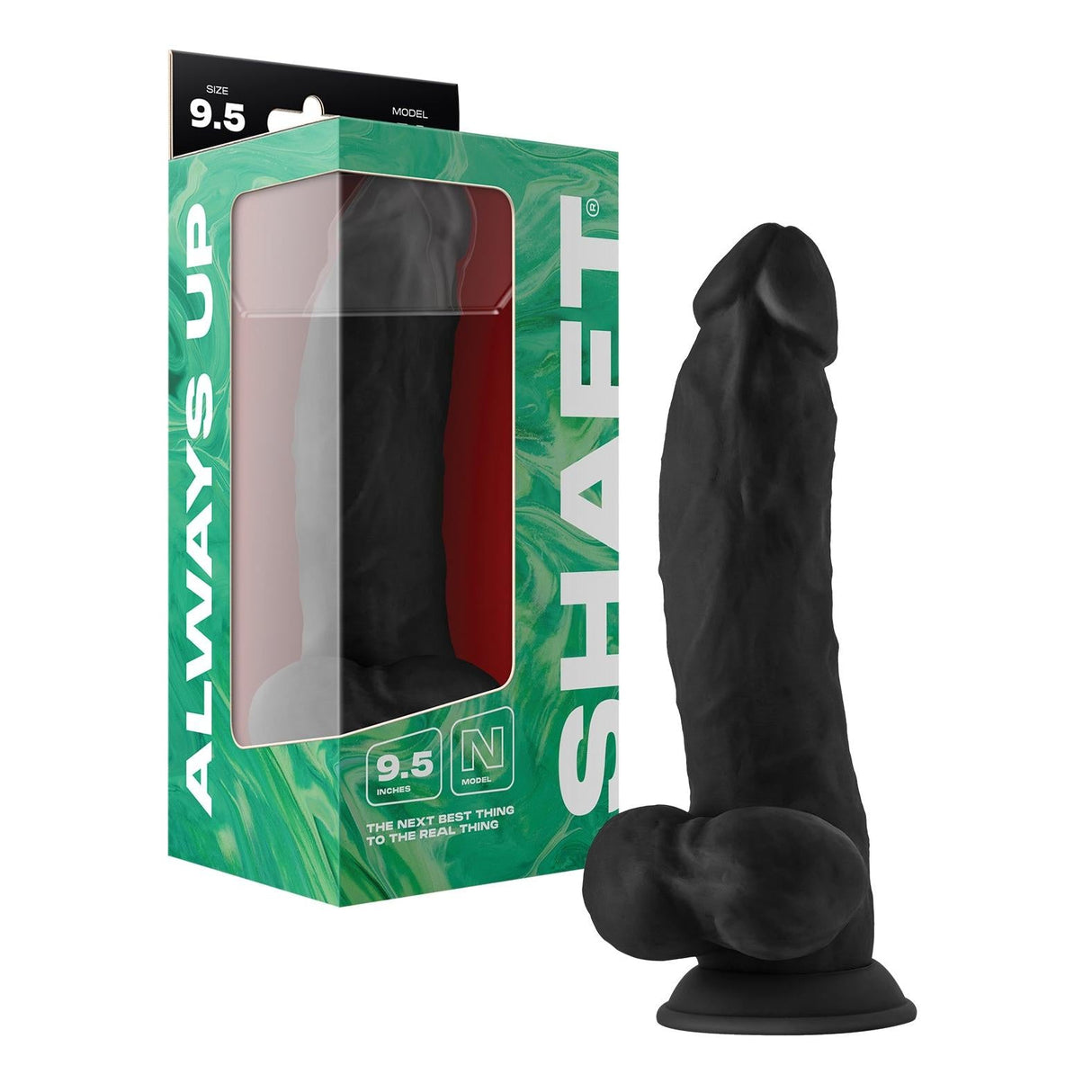 Shaft Model N 9.5 inch Liquid Silicone Black Dildo with Balls