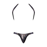 Snaked Metallic Coated Shoulder Sling Harness Thong