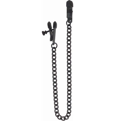 Spartacus Adjustable Broad Tip Nipple Clamps with Black Link Chain