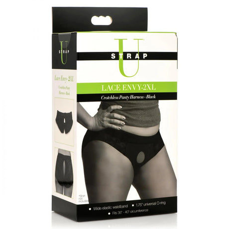 Strap U Lace Envy Crotchless Panty Harness - 2XL
