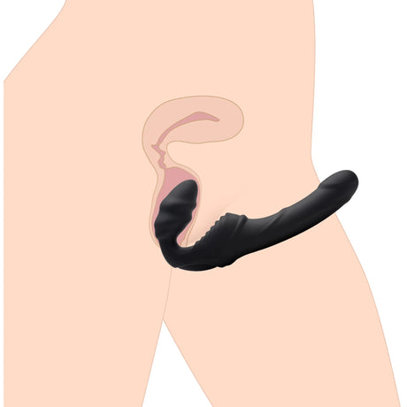 Strap U Slim Ribbed Vibrating Strapless Stap On