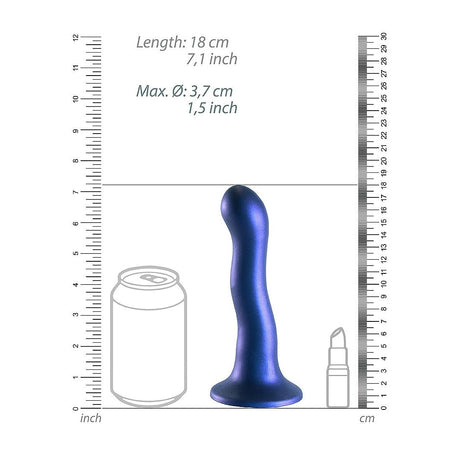 Ultra Soft Silicone 7 Inch Curvy G-Spot Dildo Metallic - Blue