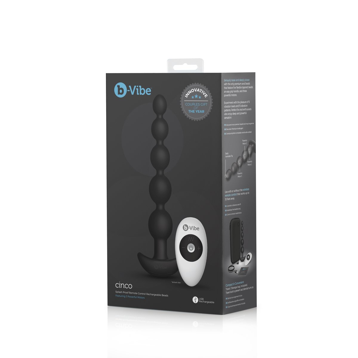 b-Vibe Cinco Remote Control Rechargeable Anal Beads